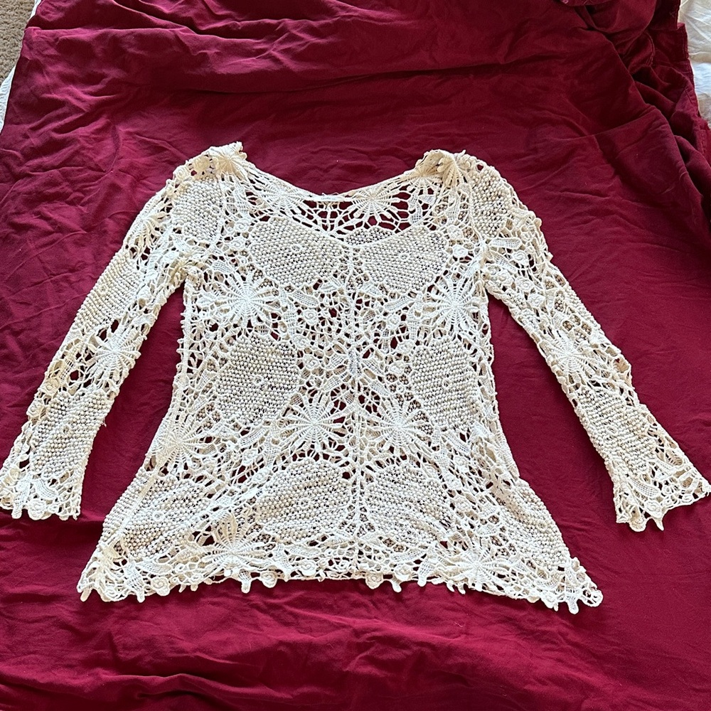BoHo Fairy Cream Crochet Lace Top